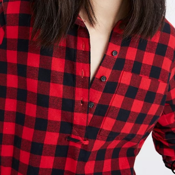 NWT Madewell Flannel Popover Shirt Buffalo Check - Picture 4 of 5